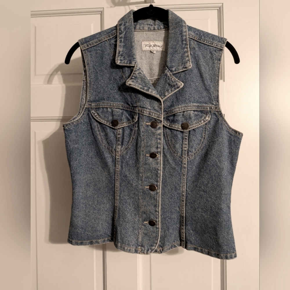 Paris Blues Denim Sleeveless Vest with Button Closure- SZ M